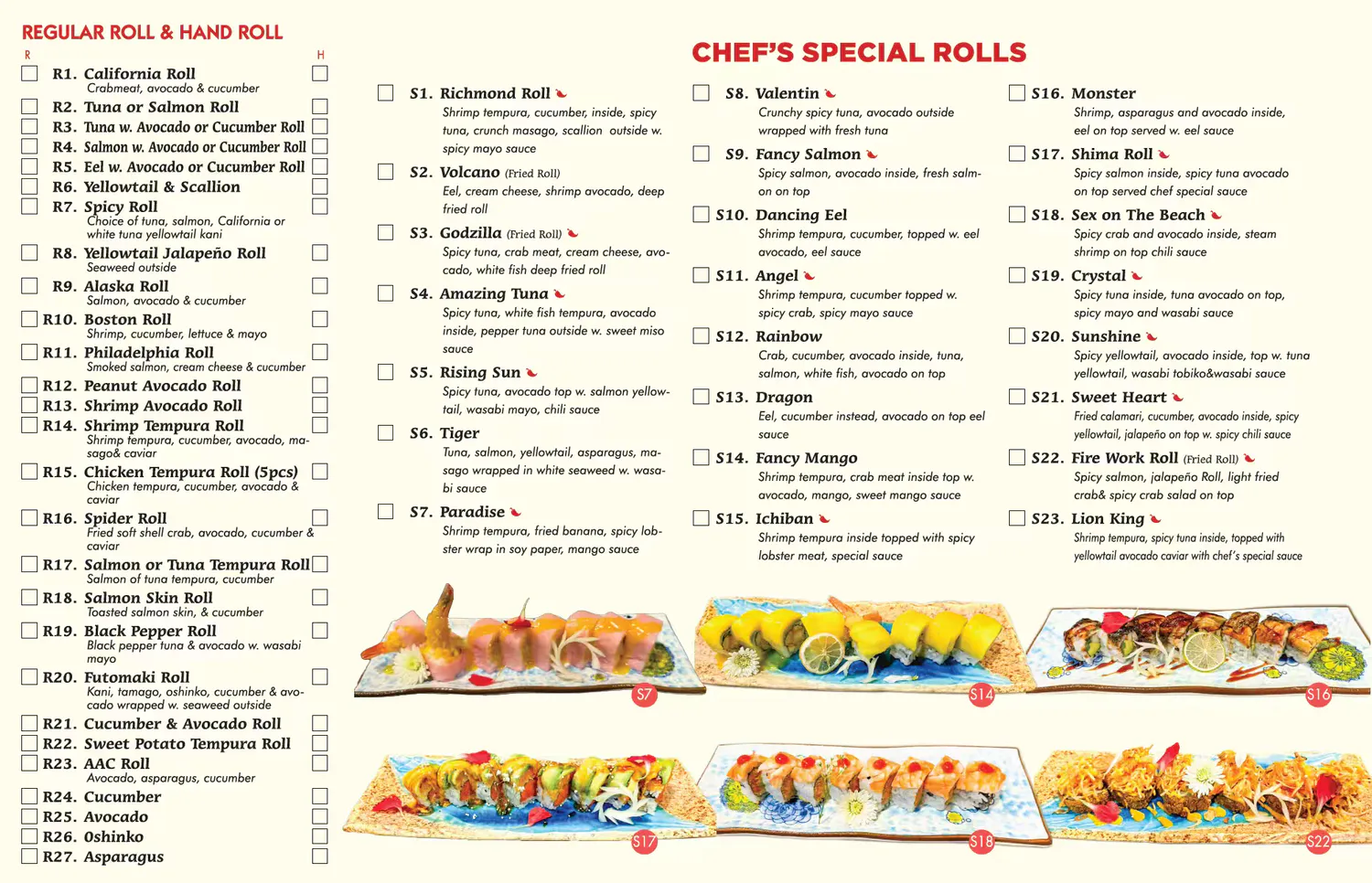 Restaurant menu 2, detailed description provided below
