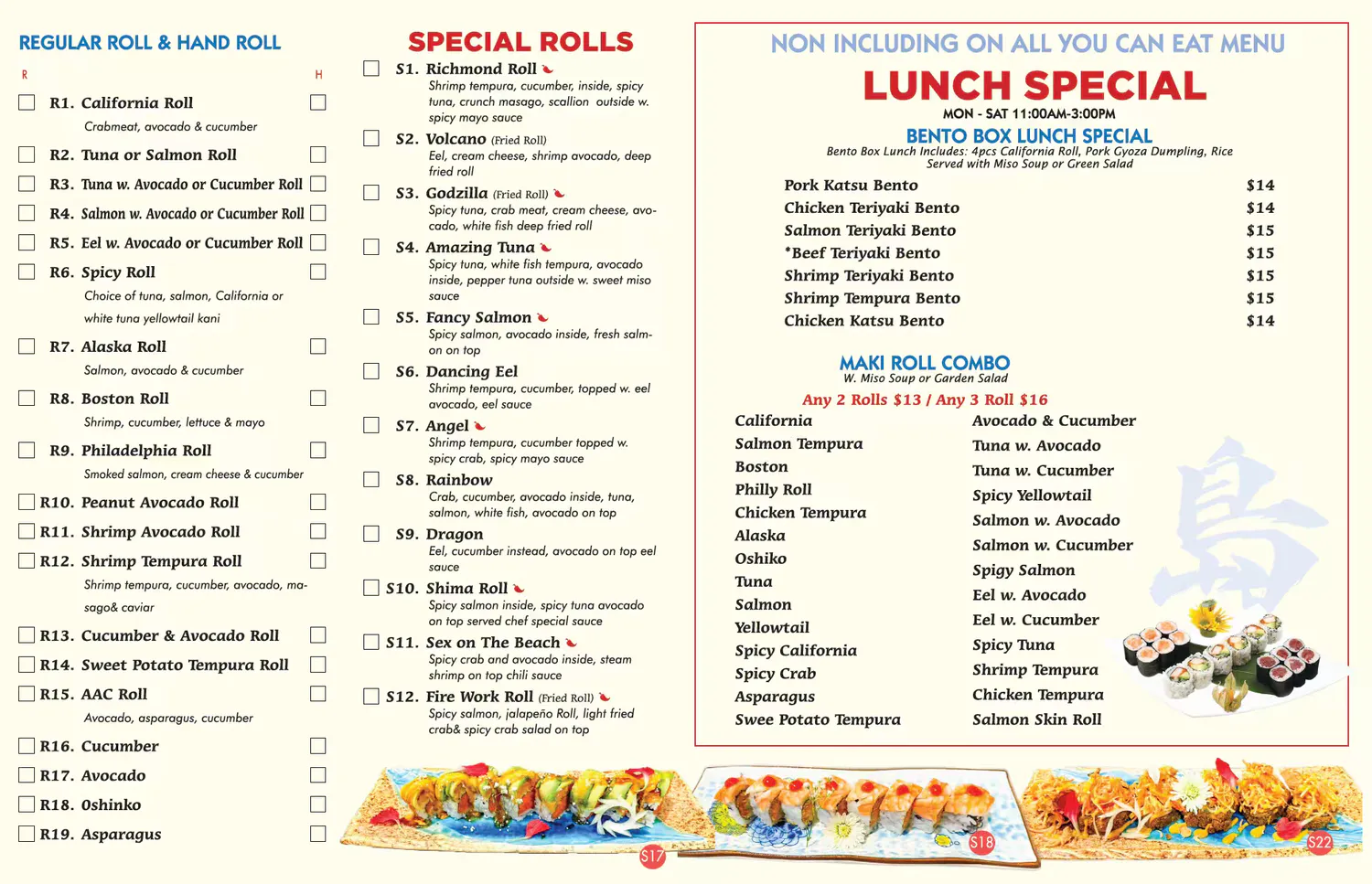 Restaurant menu 2, detailed description provided below